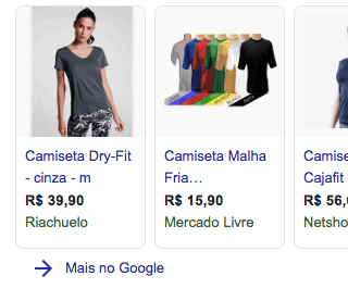 Botão Mais no Google do Google Shopping