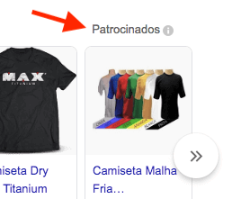 Google Shopping links patrocinados na página de resultados