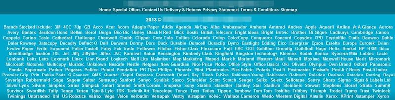 Exemplo de rodapé ruim para SEO