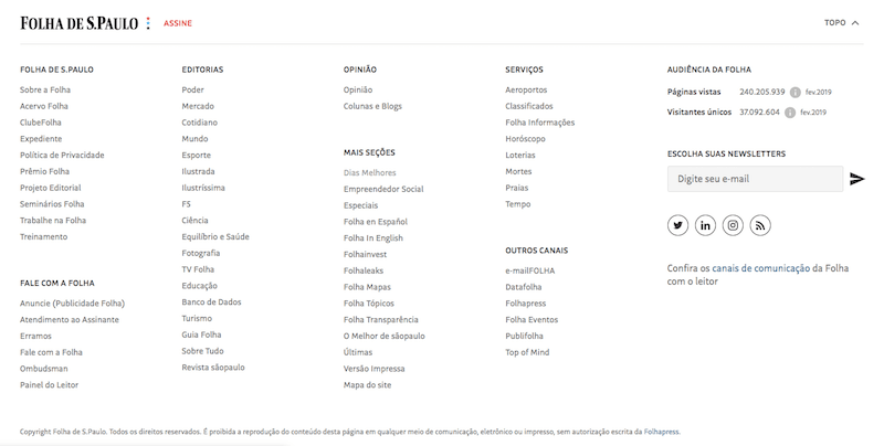 Rodapé útil para o usuário e para SEO