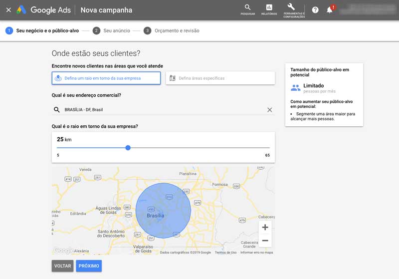 Definir segmentação de local para campanha inteligente no Google Ads