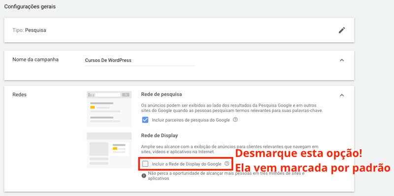 Google ads: dar nome à nova campanha