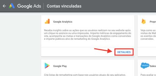 Google ads: contas vinculadas, Google Analytics