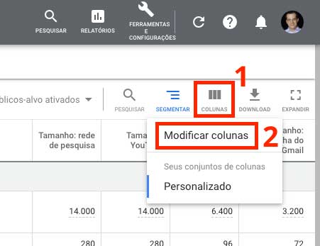 Google ads: como modificar colunas no Gerenciador de públicos-alvo
